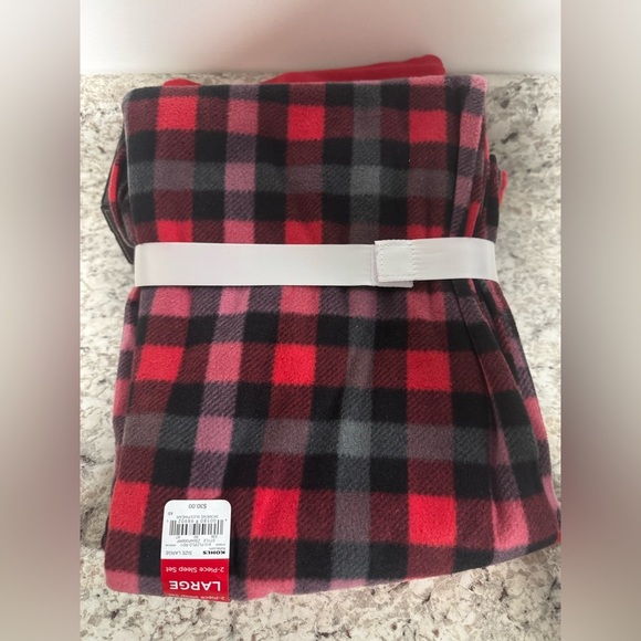 Sonoma 2-Piece Fleece Flannel Sleep Pajama Set Red Gray Plaid Size Large NEW - Picture 3 of 5
